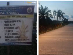 Dana Desa (DD) 2025 Pemdes Tangkou Kecamatan Topoyo Bangun Jalan Rabat Beton